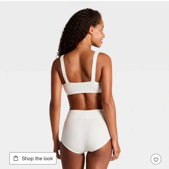 Women's Sweater Rib Bra & Hot Pant Set - Wild Fable™ Cream L - Picture 2 of 7